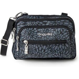 👑Women's Pewter Triple Zip Small Crossbody Bag Lightweight Convertible Belt